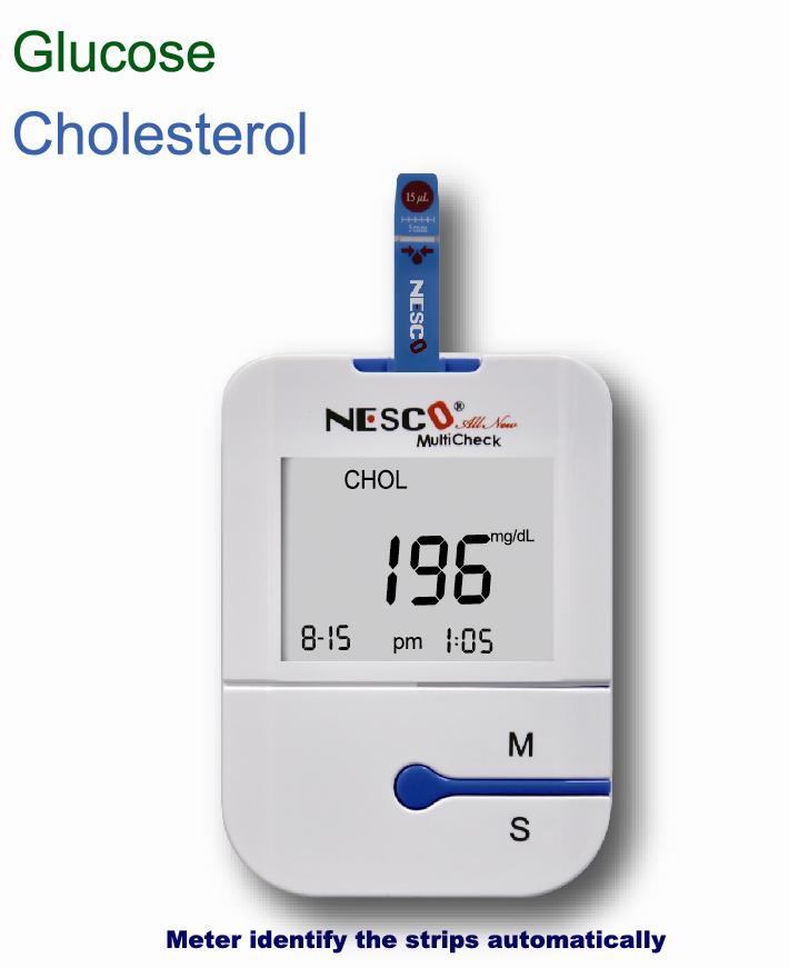 Blood Glucose, Cholesterol Meter / Monitoring System / 2 in 1